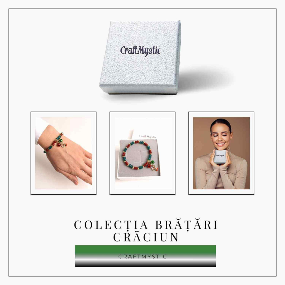 Bratara naturala Jasp rosu si verde fatetat cu accesoriu ren si clopotei - energie si eleganta [3]