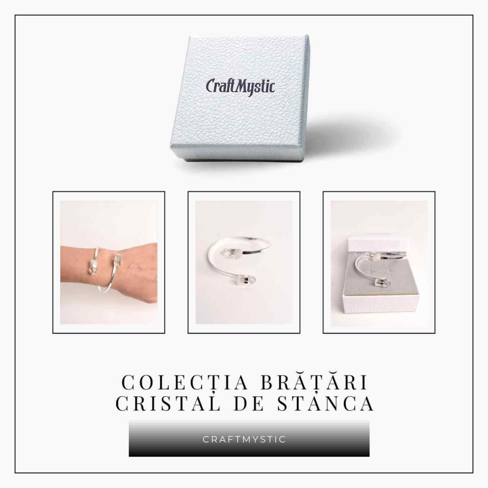 Bratara Metalica Argintie cu Dublu Cristal de Stanca, Claritate si Energie [8]