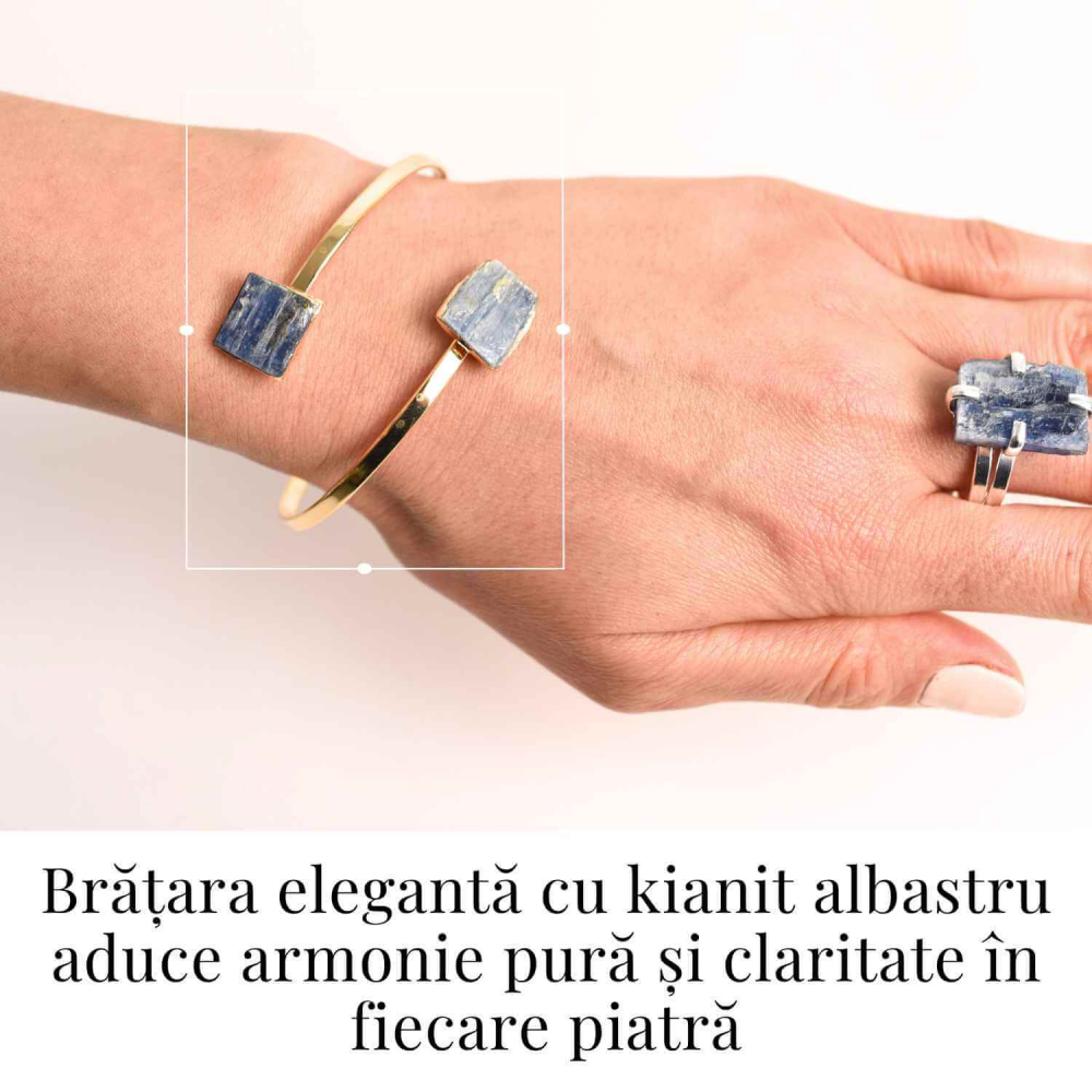 Bratara Metalica Aurie cu Dublu Kianit (cianit) Albastru, Claritate si Armonie [2]