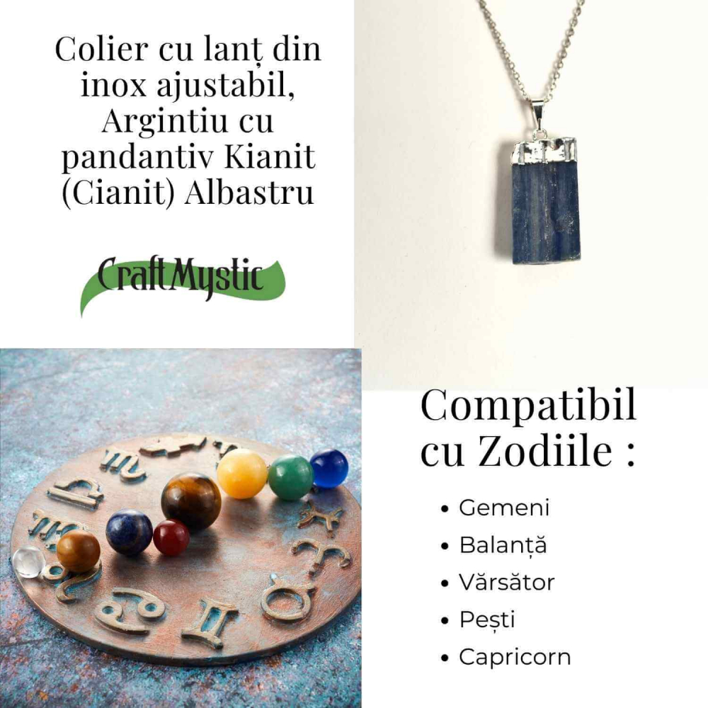 Colier argintiu cu pandantiv Kianit (Cianit) albastru – Echilibru si Conexiune Spirituala [5]