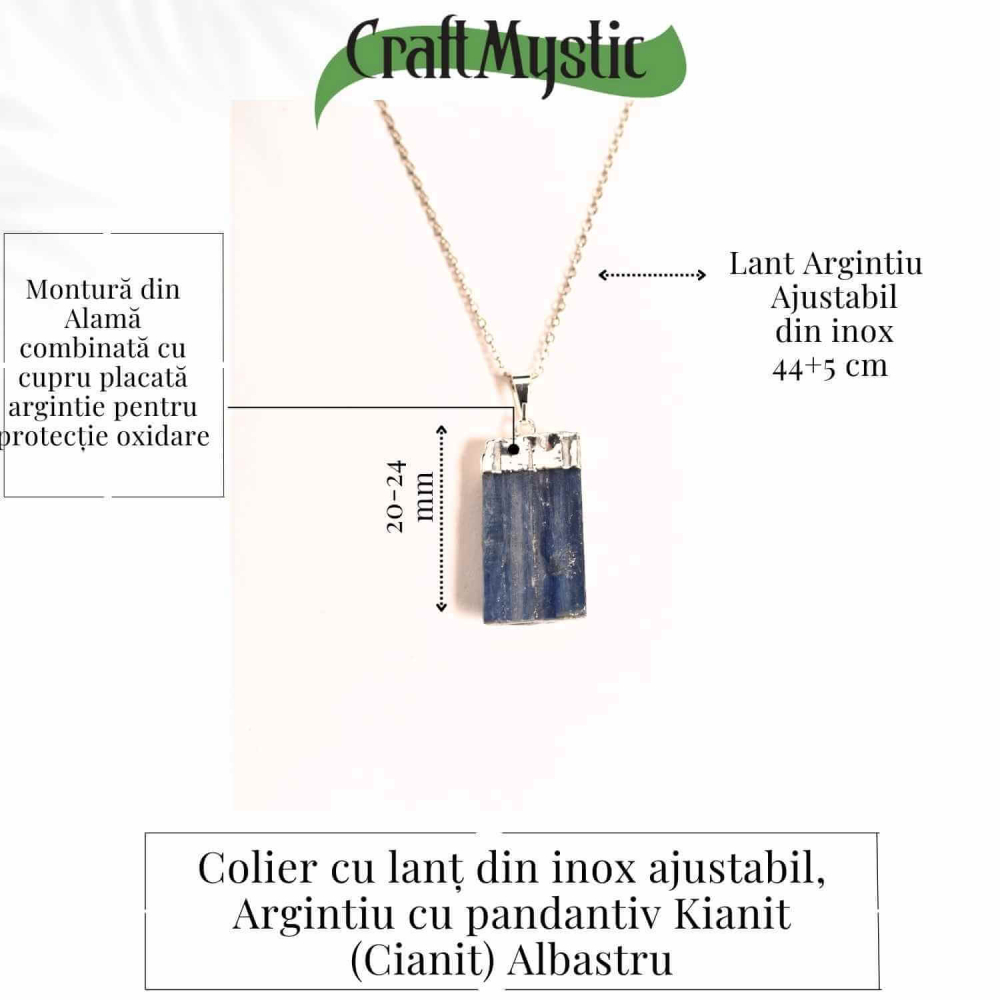 Colier argintiu cu pandantiv Kianit (Cianit) albastru – Echilibru si Conexiune Spirituala [4]
