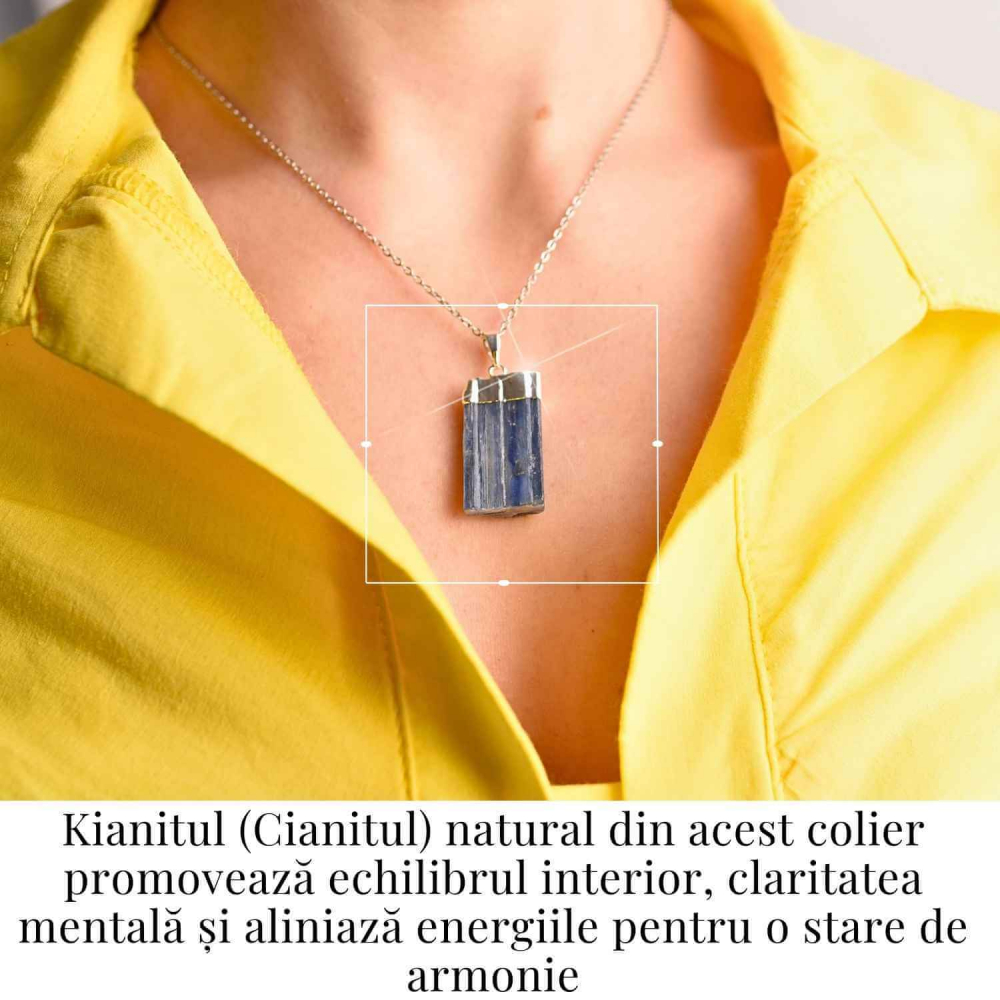 Colier argintiu cu pandantiv Kianit (Cianit) albastru – Echilibru si Conexiune Spirituala [2]