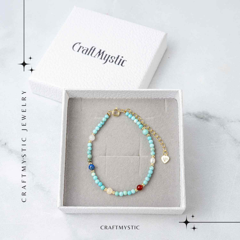 Bratara Multigem – Turcoaz, Agat Rosu, Lapis Lazuli, Jad Alb, Topaz Galben si Perla Naturala – Energie Pozitiva si Armonie [7]