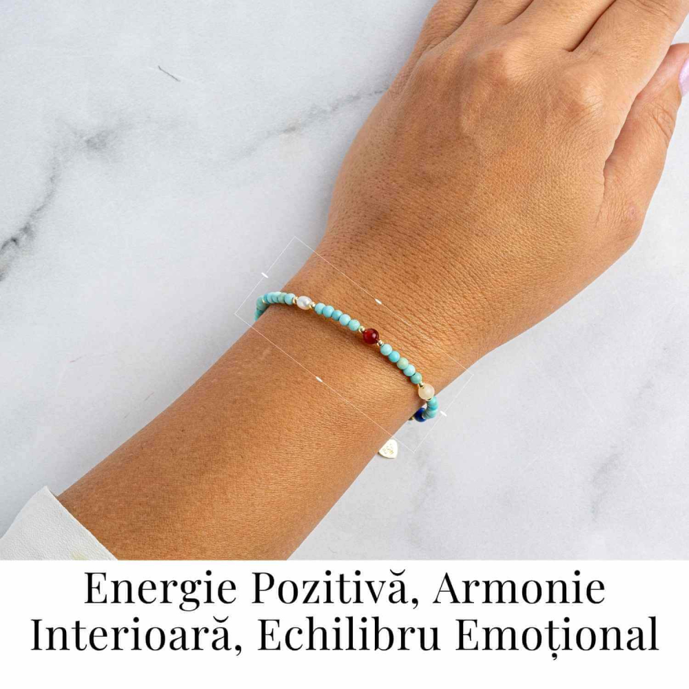 Bratara Multigem – Turcoaz, Agat Rosu, Lapis Lazuli, Jad Alb, Topaz Galben si Perla Naturala – Energie Pozitiva si Armonie [2]