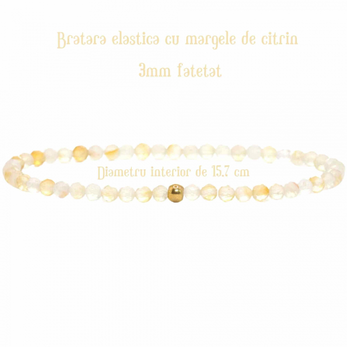 Bratara Eleganta cu Margele 3mm Citrin Fateta cu Bila Stralucitoare Pentru Incredere in sine, Revigorare [2]