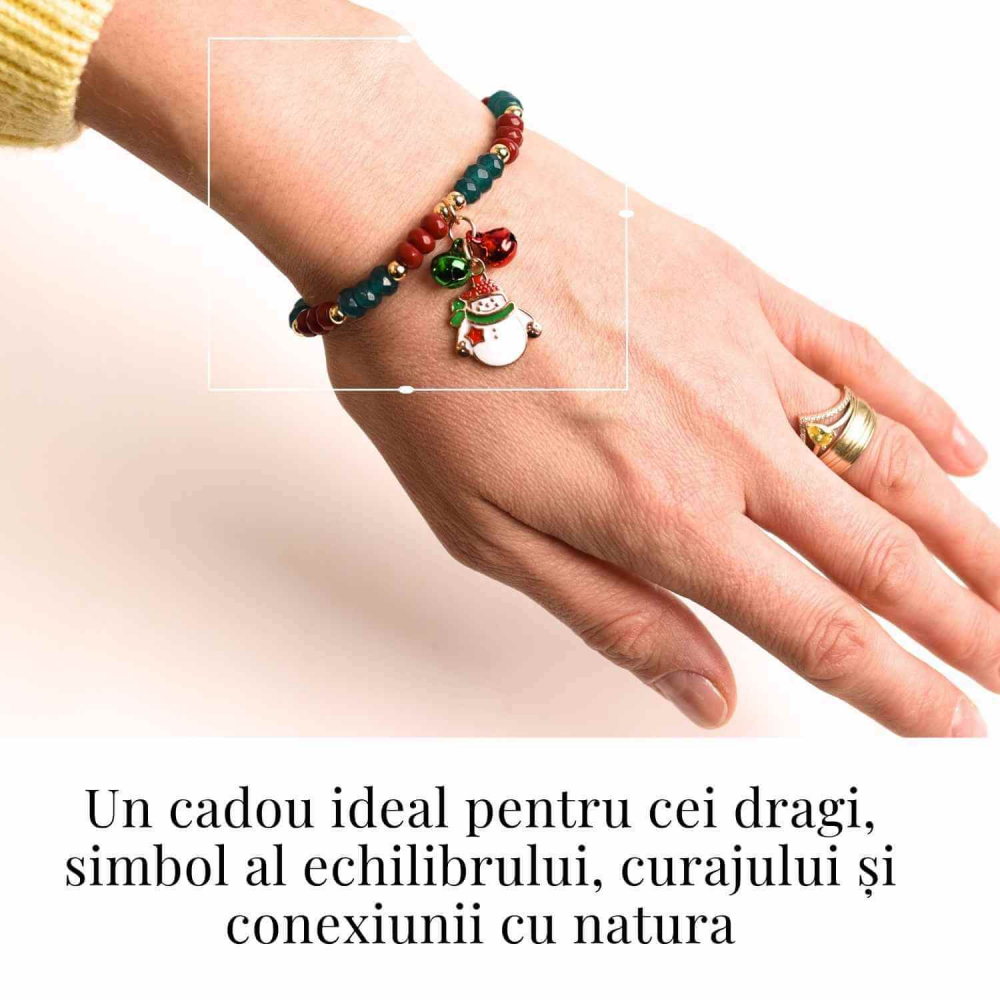 Bratara naturala Jasp rosu, verde fatetat - cadou unic festiv [2]