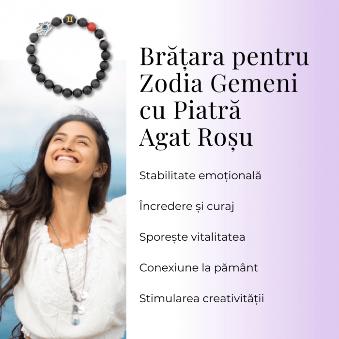  Bratara pentru Zodii cu Margele de Obsidian, Pandantiv Mana Fatimei si Ochiul "Rau" [7]