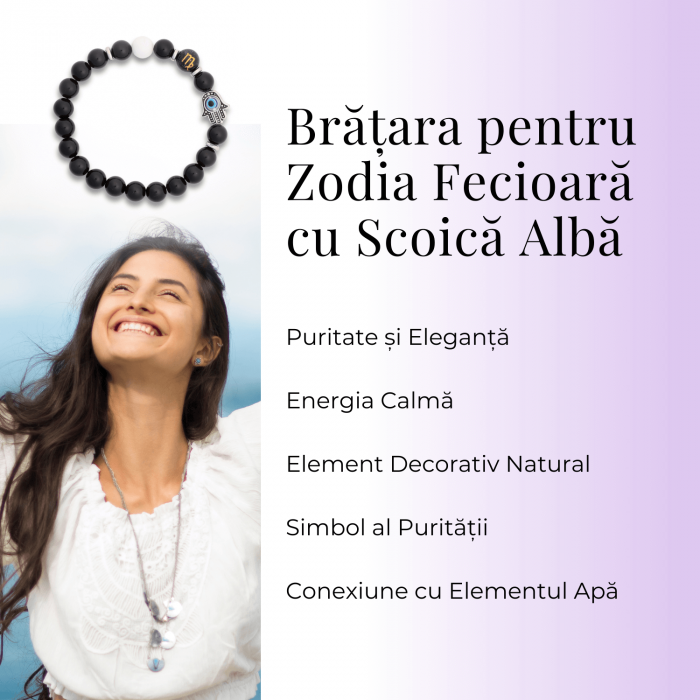  Bratara pentru Zodii cu Margele de Obsidian, Pandantiv Mana Fatimei si Ochiul "Rau" [23]