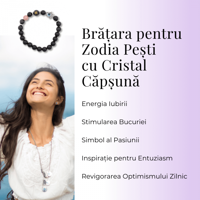  Bratara pentru Zodii cu Margele de Obsidian, Pandantiv Mana Fatimei si Ochiul "Rau" [63]