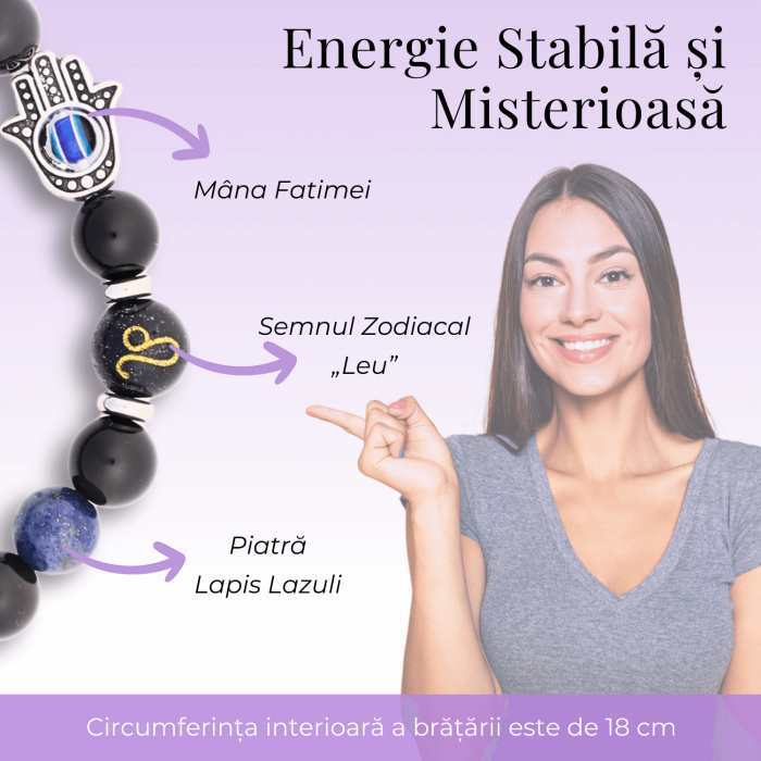  Bratara pentru Zodii cu Margele de Obsidian, Pandantiv Mana Fatimei si Ochiul "Rau" [12]
