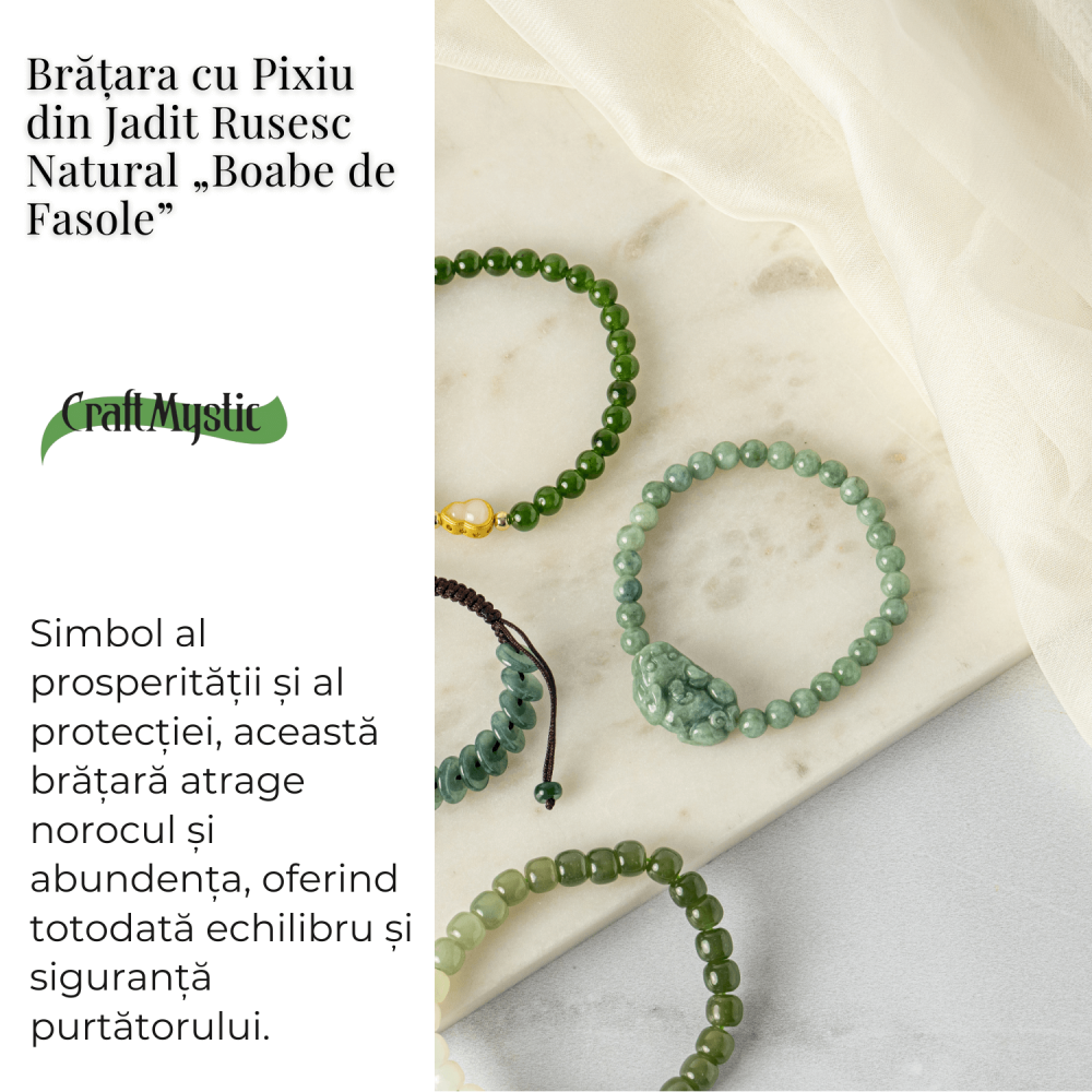 Bratara din Jadit Rusesc Natural cu Pixiu – Protectie si Abundenta [3]
