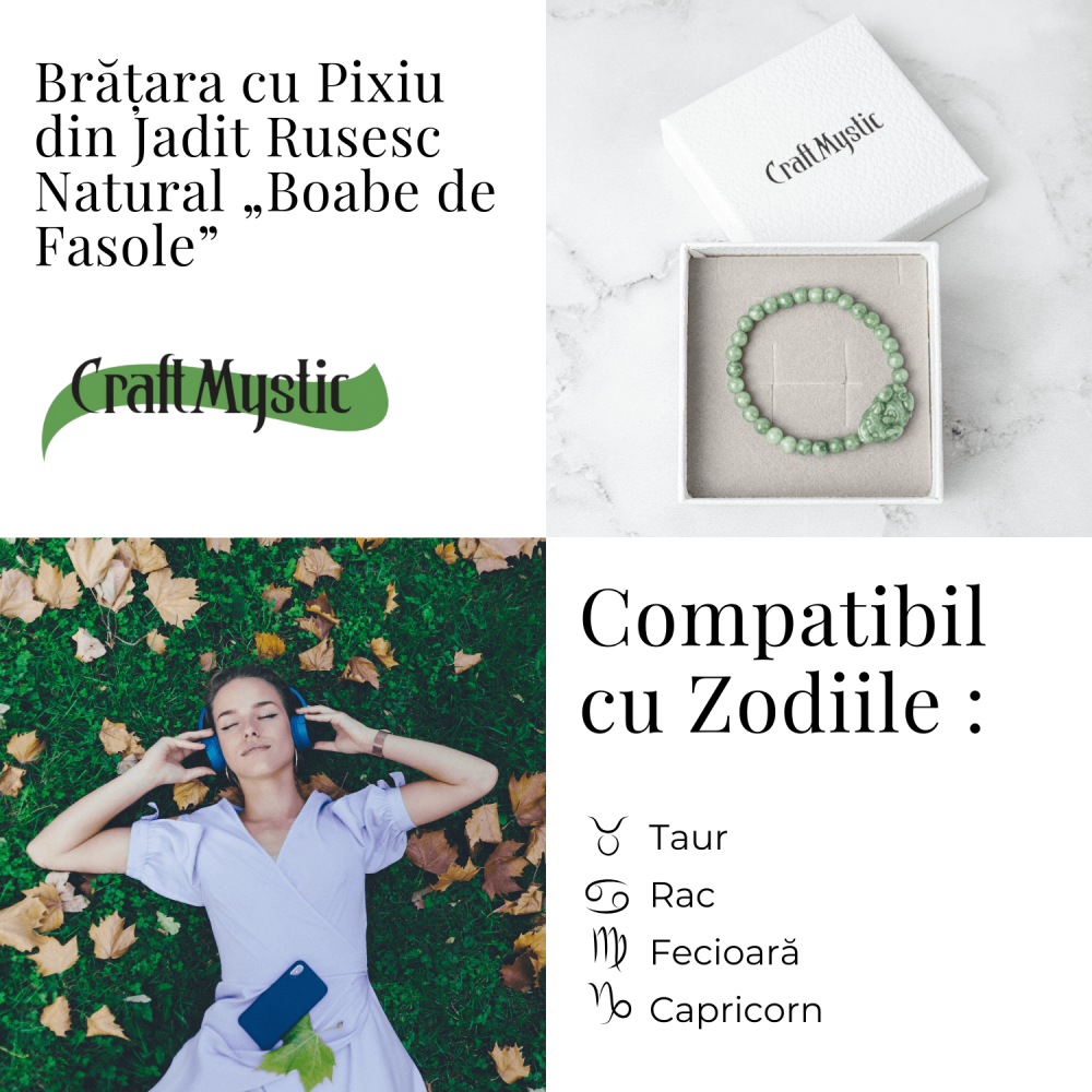 Bratara din Jadit Rusesc Natural cu Pixiu – Protectie si Abundenta [5]