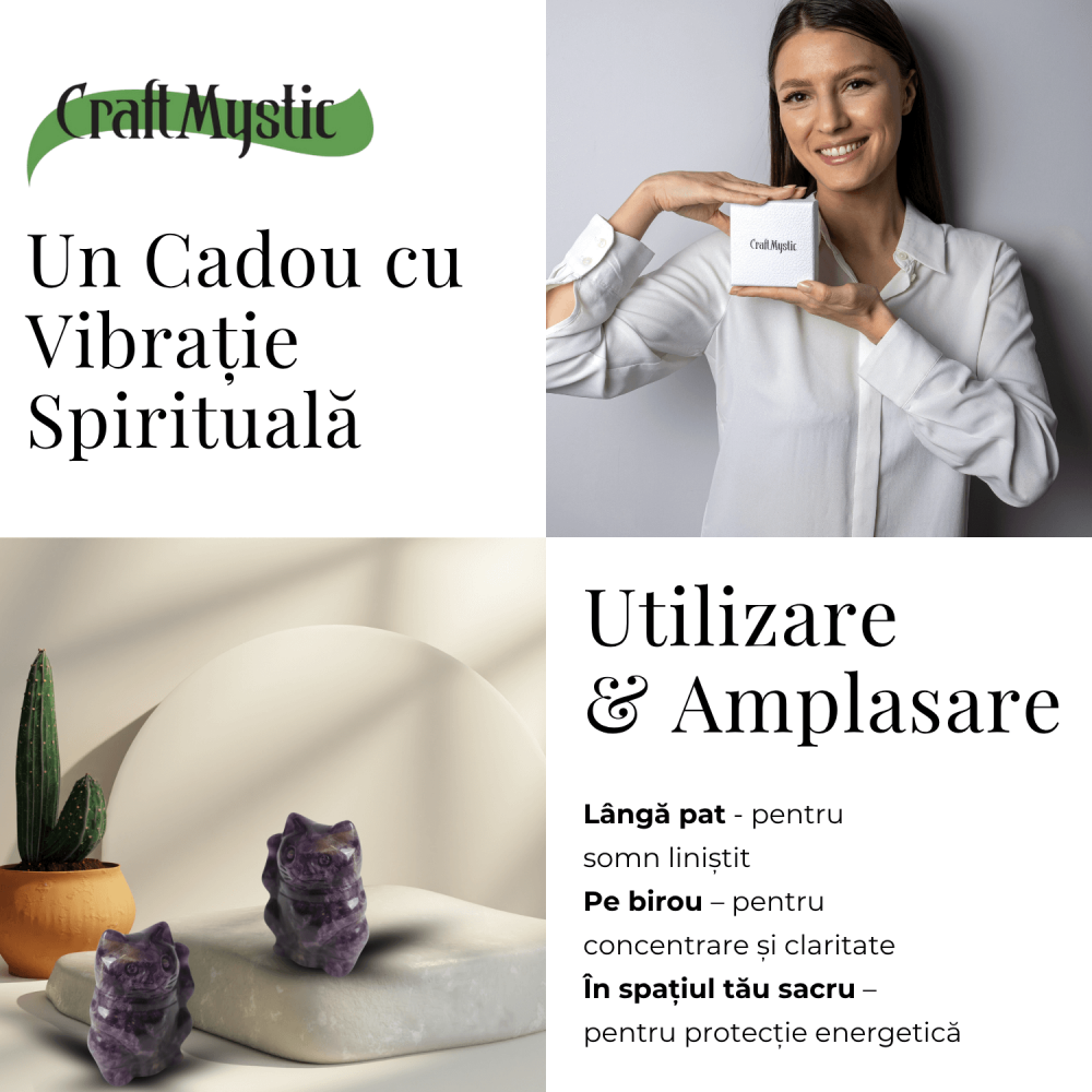 Pisicuta armoniei – Ametist pentru Intuitie si Protectie Spirituala 5 cm inaltime [4]