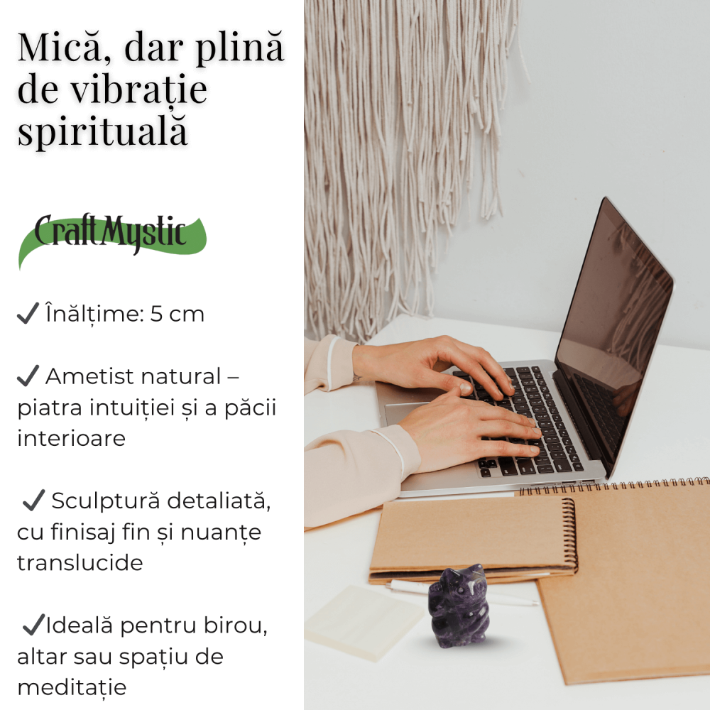 Pisicuta armoniei – Ametist pentru Intuitie si Protectie Spirituala 5 cm inaltime [3]