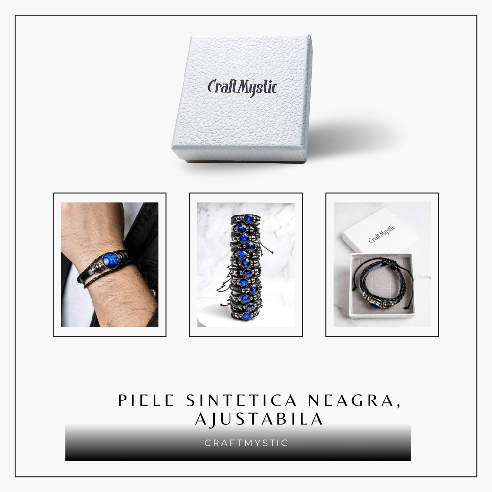 Bratara Zodiacala ajustabila din Piele Sintetica cu Cabochon Rotund – Simbol Astrologic Personalizat pentru Energie si Identitate Astrala [8]