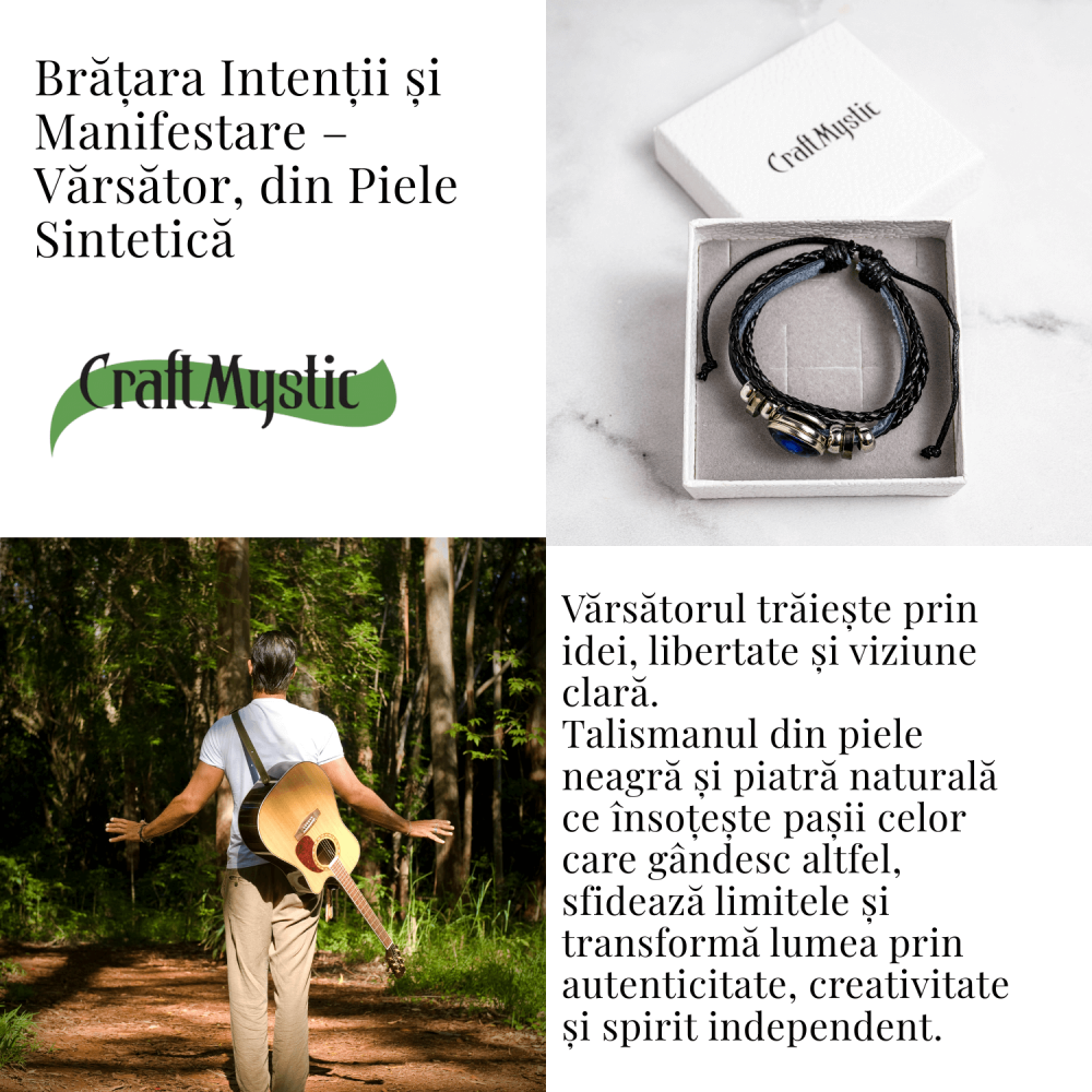 Bratara Zodiacala ajustabila din Piele Sintetica cu Cabochon Rotund – Simbol Astrologic Personalizat pentru Energie si Identitate Astrala [17]
