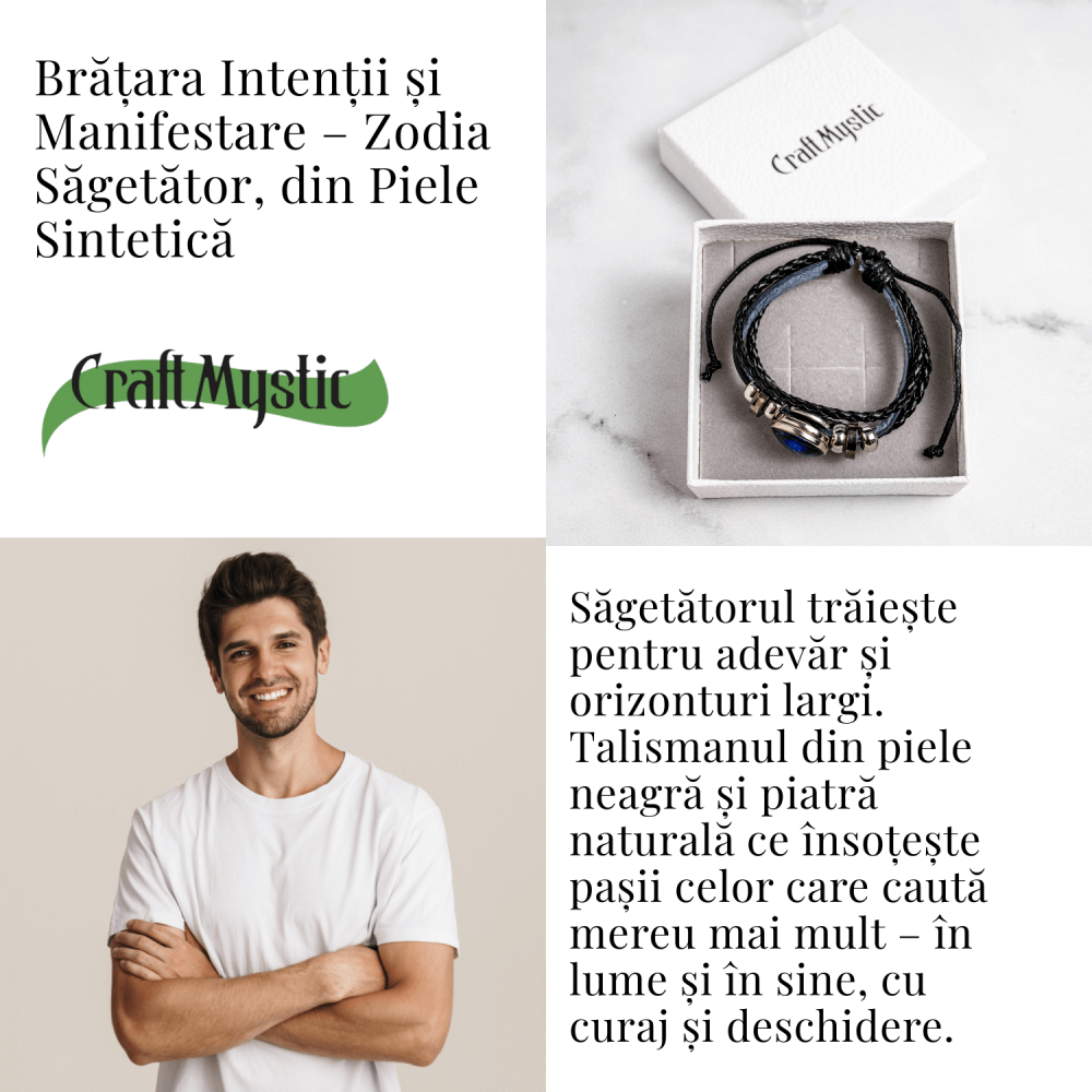 Bratara Zodiacala ajustabila din Piele Sintetica cu Cabochon Rotund – Simbol Astrologic Personalizat pentru Energie si Identitate Astrala [31]