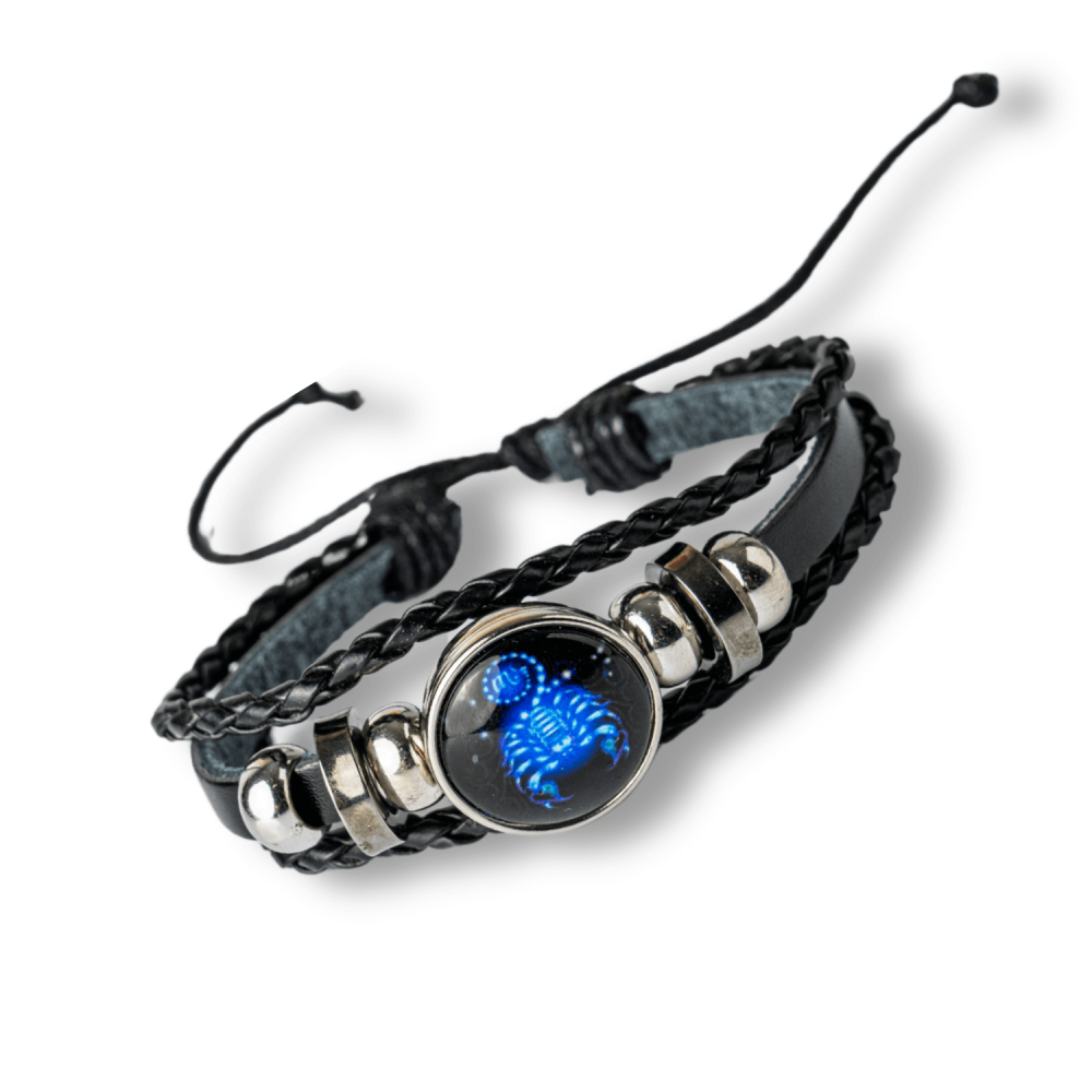 Bratara Zodiacala ajustabila din Piele Sintetica cu Cabochon Rotund – Simbol Astrologic Personalizat pentru Energie si Identitate Astrala [33]