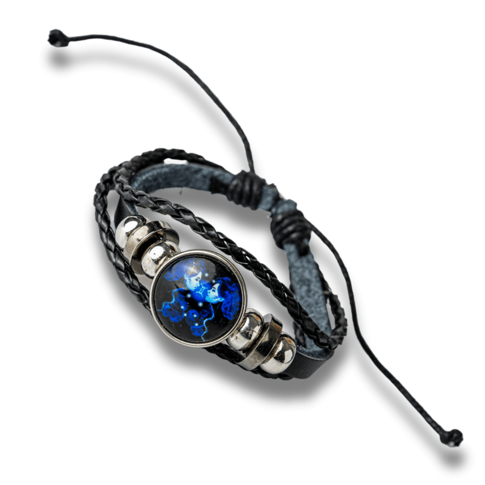 Bratara Zodiacala ajustabila din Piele Sintetica cu Cabochon Rotund – Simbol Astrologic Personalizat pentru Energie si Identitate Astrala [33]