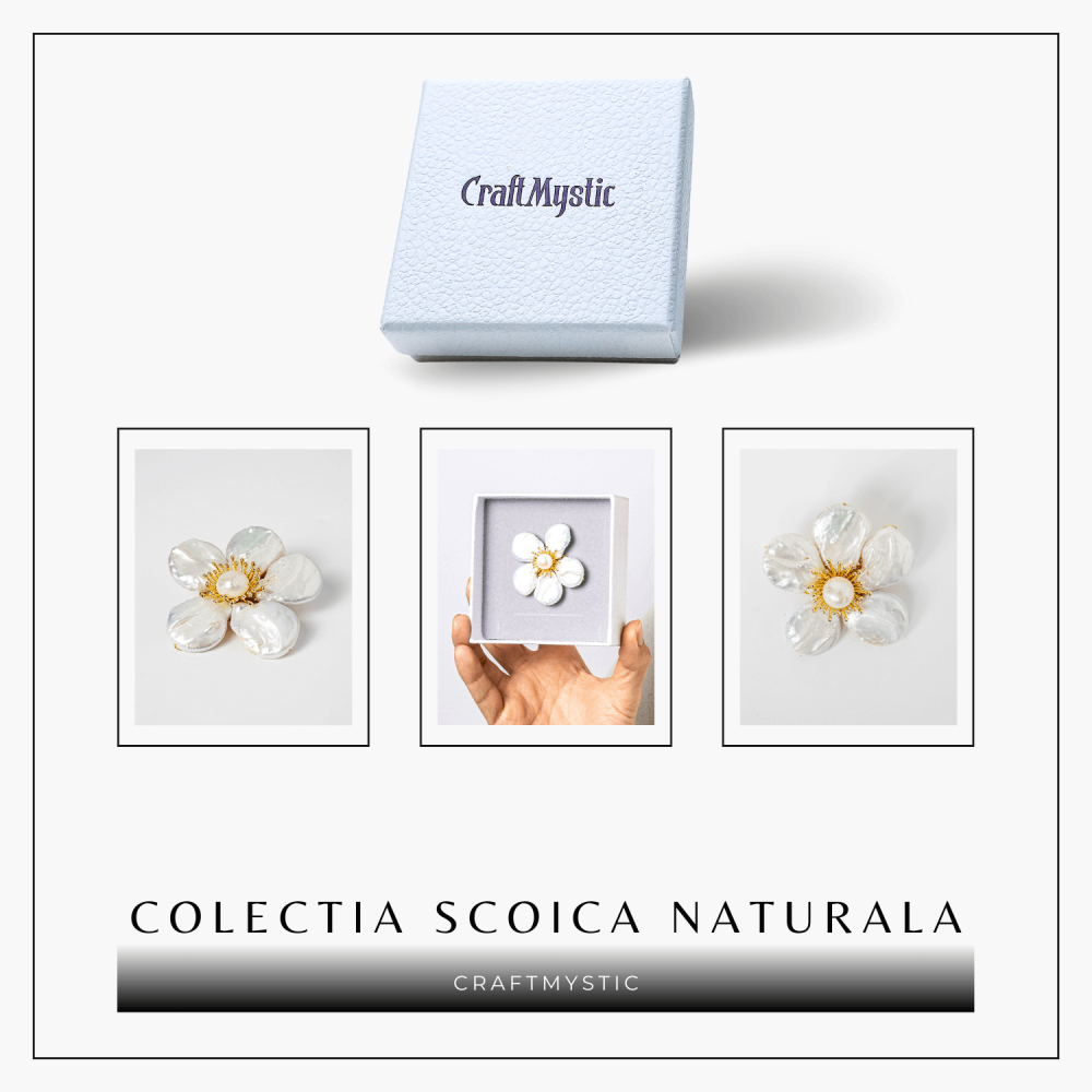 Brosa Floare Alba cu Perla Naturala - Eleganta si Puritate [9]