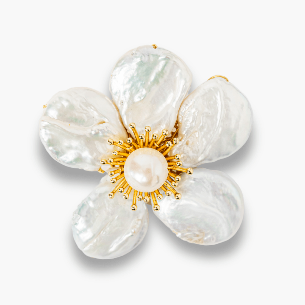 Brosa Floare Alba cu Perla Naturala - Eleganta si Puritate [6]