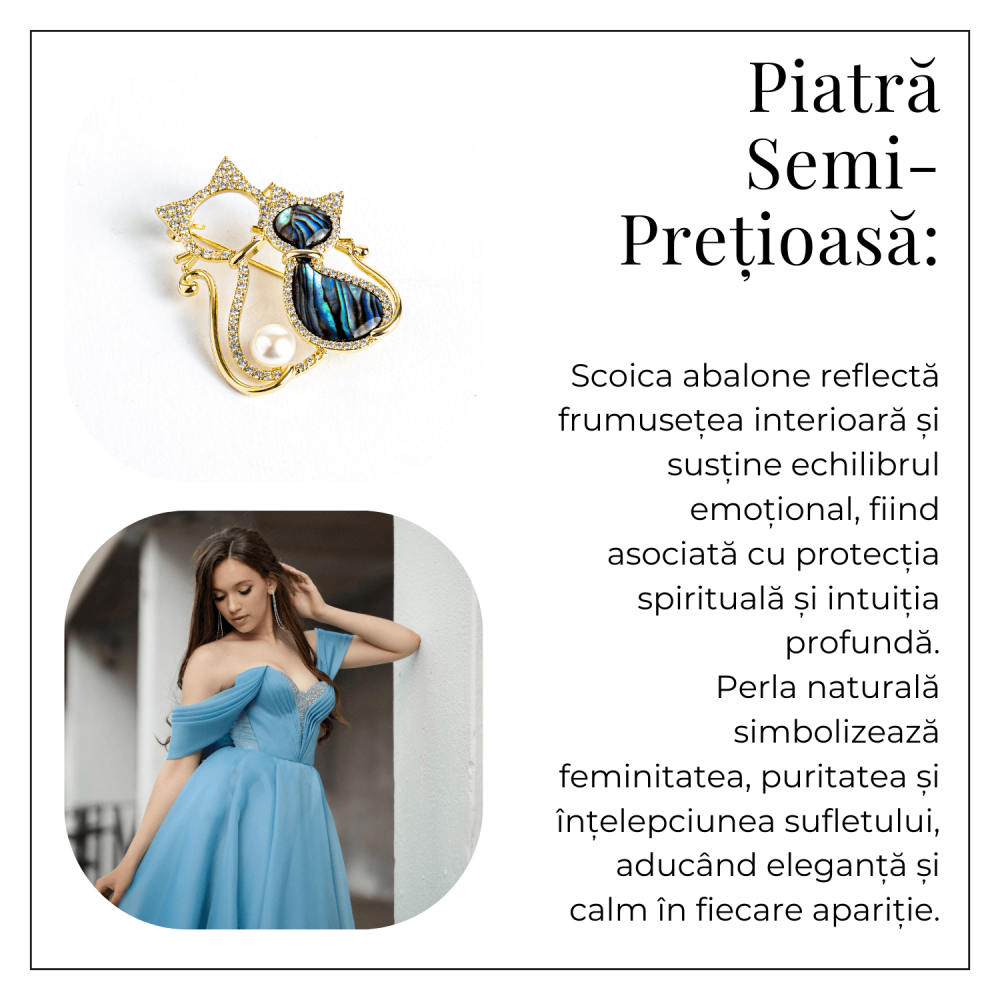 Pisica misterioasa – Brosa cu scoica abalone si perla eleganta [6]