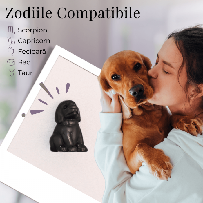 Figurina Artizanala 30mm Catelus din Obsidian [2]