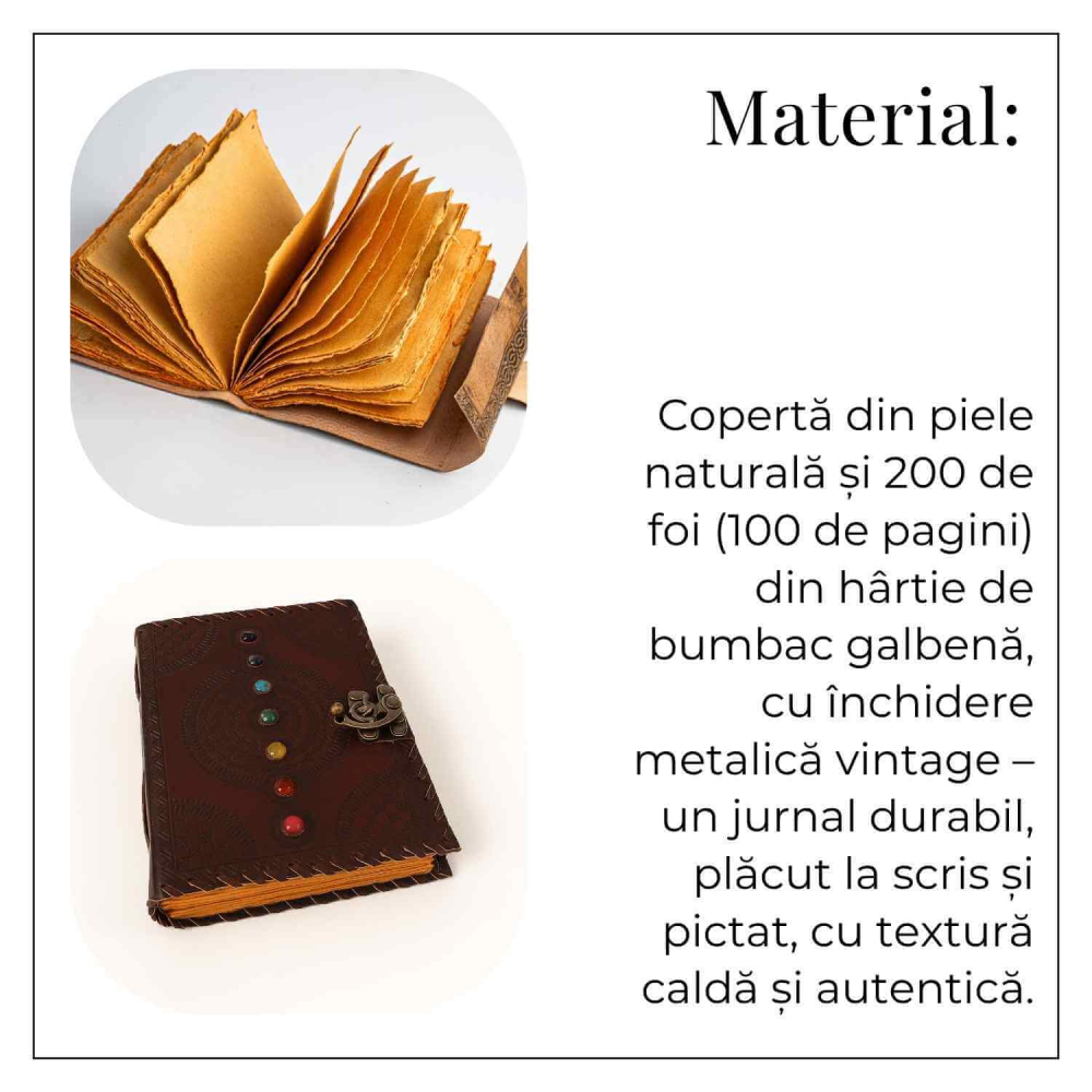 Calatorie interioara – Jurnal din piele naturala cu pietre 7 chakre si hartie de bumbac [3]