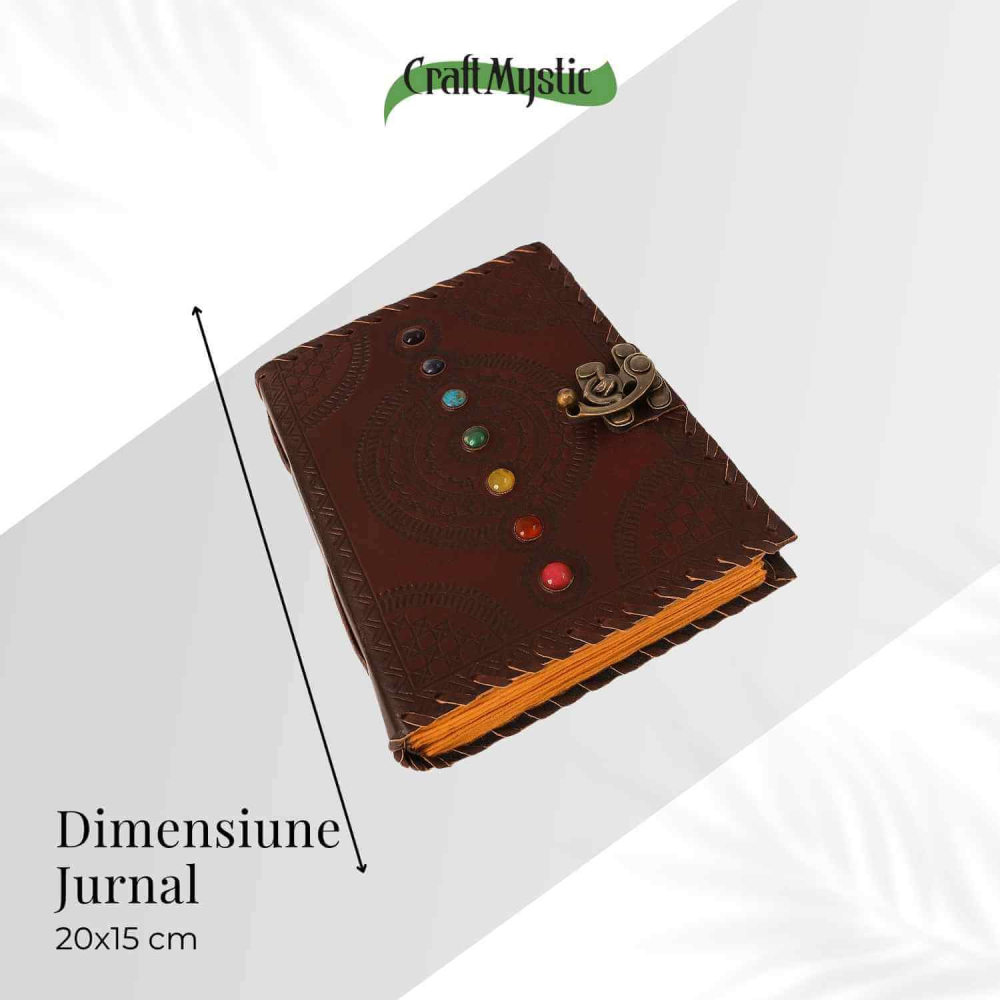 Calatorie interioara – Jurnal din piele naturala cu pietre 7 chakre si hartie de bumbac [2]