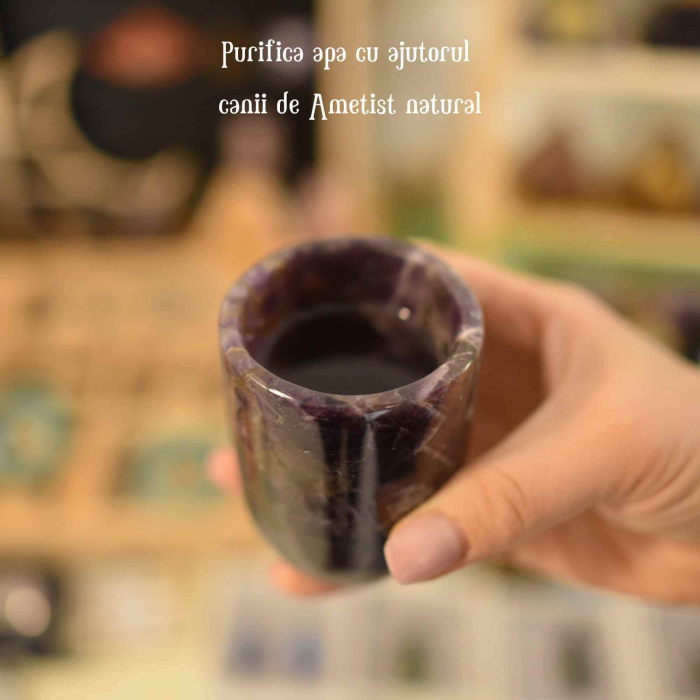 Pahar din Cristal de Ametist Chevron Sculptat Manual Capacitate de 200ml Experienta Spirituala in Fiecare Inghititura [2]