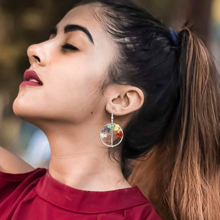 Cercei arborele vietii - Realizati manual cu pietre semipretioase si cristale vindecatoare a celor 7 chakre [2]