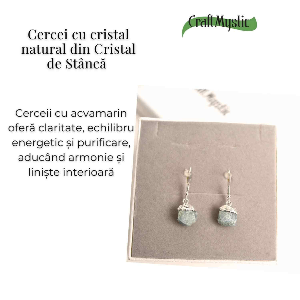 Cercei Argintii cu Acvamarin Brut, Eleganta si Calm Interior [3]