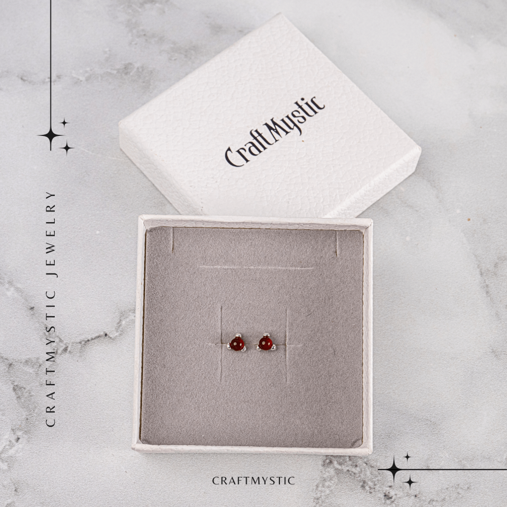 Cercei Argint 925 cu Chihlimbar rosu inchis Natural Rotund – Energie Solara, Delicatețe si Protectie [8]