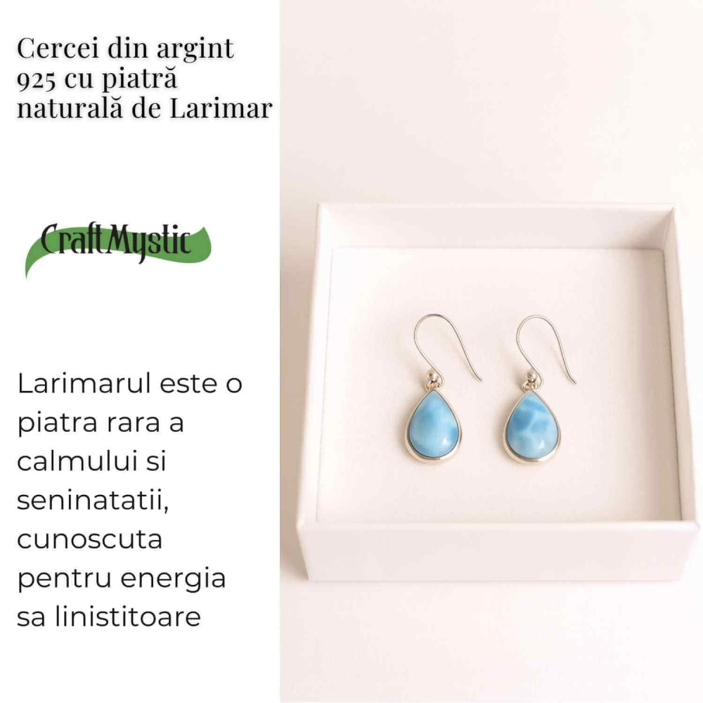 Cercei Argint 925 cu Larimar Lacrima – Calm si Purificare Emotionala [3]