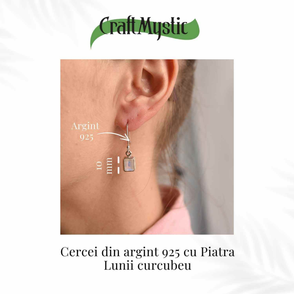 Cercei argint 925 cu Piatra lunii Curcubeu Fatetat [3]