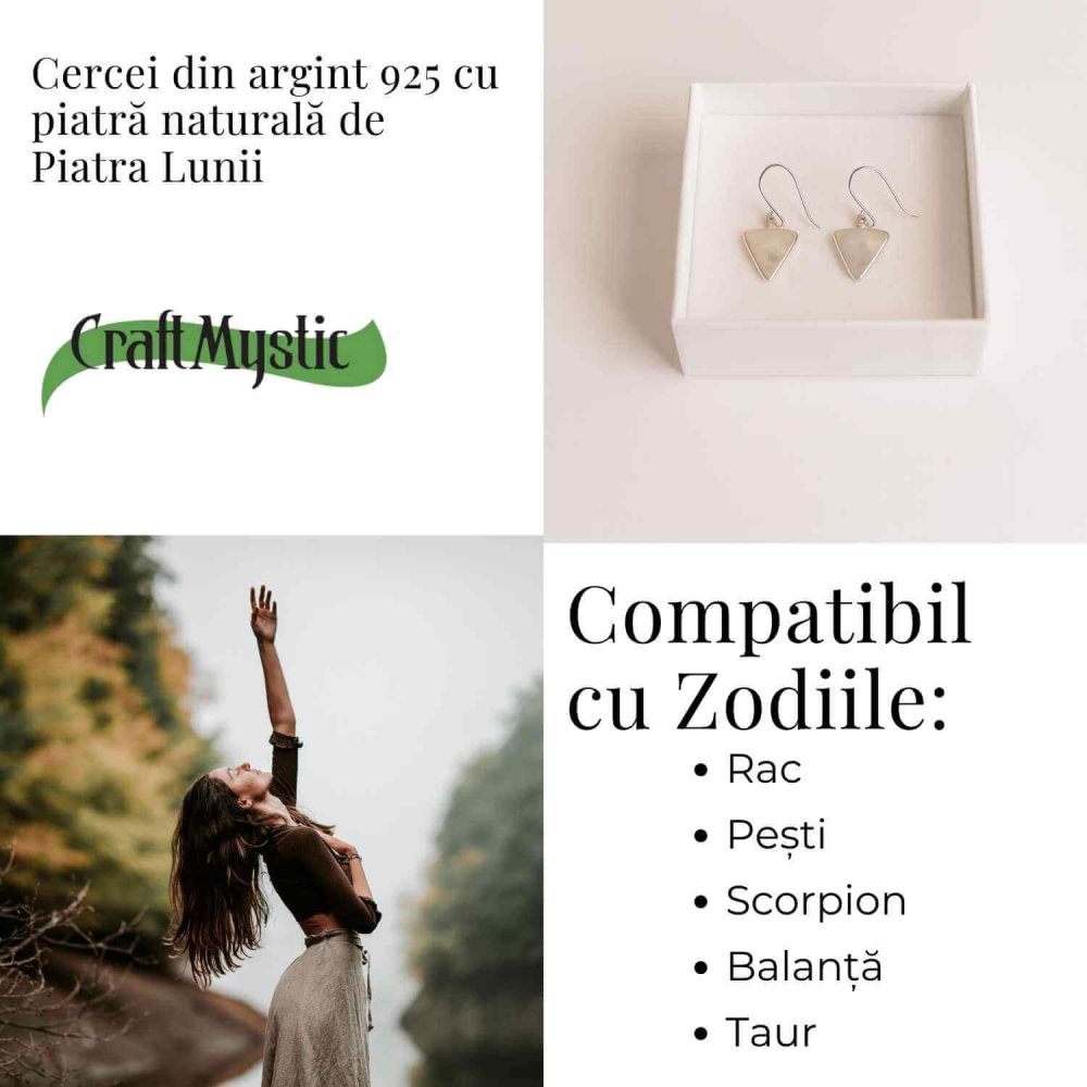 Cercei Argint 925 cu Piatra Lunii Triunghi – Protectie si Ascensiune [5]