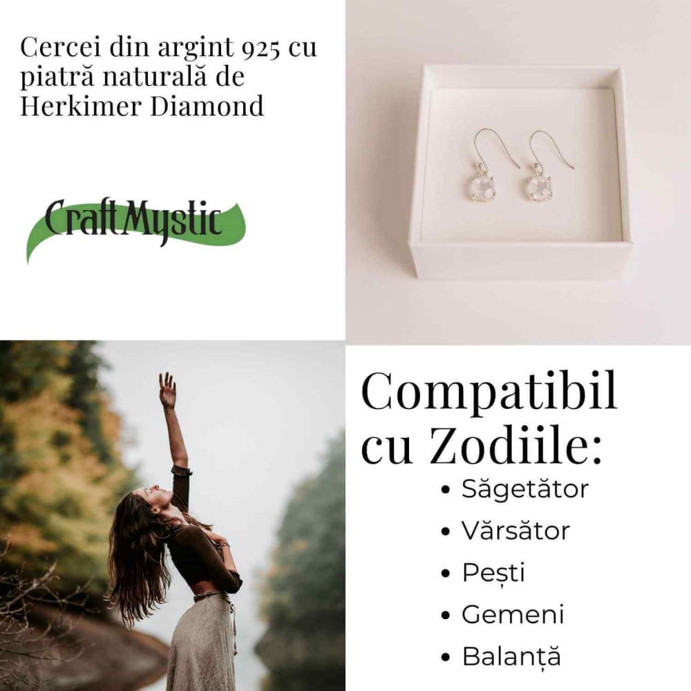 Cercei Argint 925 cu Herkimer Diamond Brut – Claritate si Protectie [5]