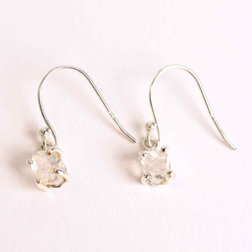 Cercei Argint 925 cu Herkimer Diamond Brut ,   Claritate si Protectie
