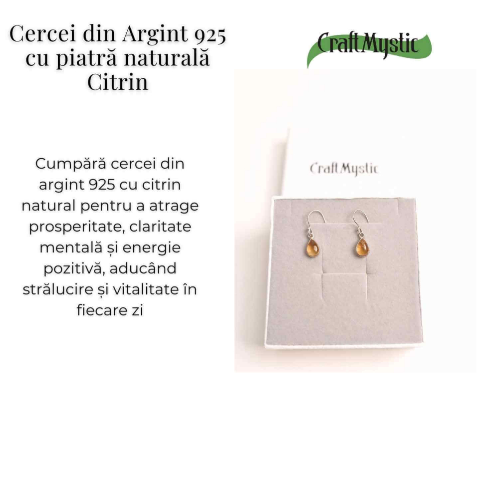 Cercei Argint 925 cu Citrin Natural forma de lacrima- Energie și Prosperitate [3]