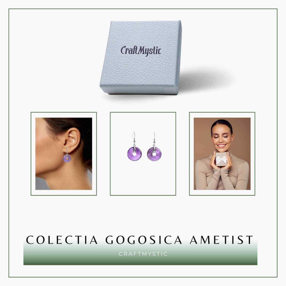 Cercei Argintii Ametist Forma Pi - Calm si Claritate Mentala [8]