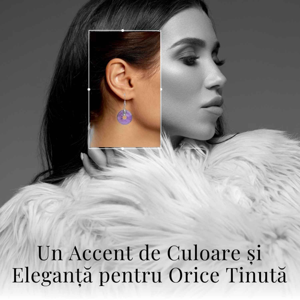 Cercei Argintii Ametist Forma Pi - Calm si Claritate Mentala [6]