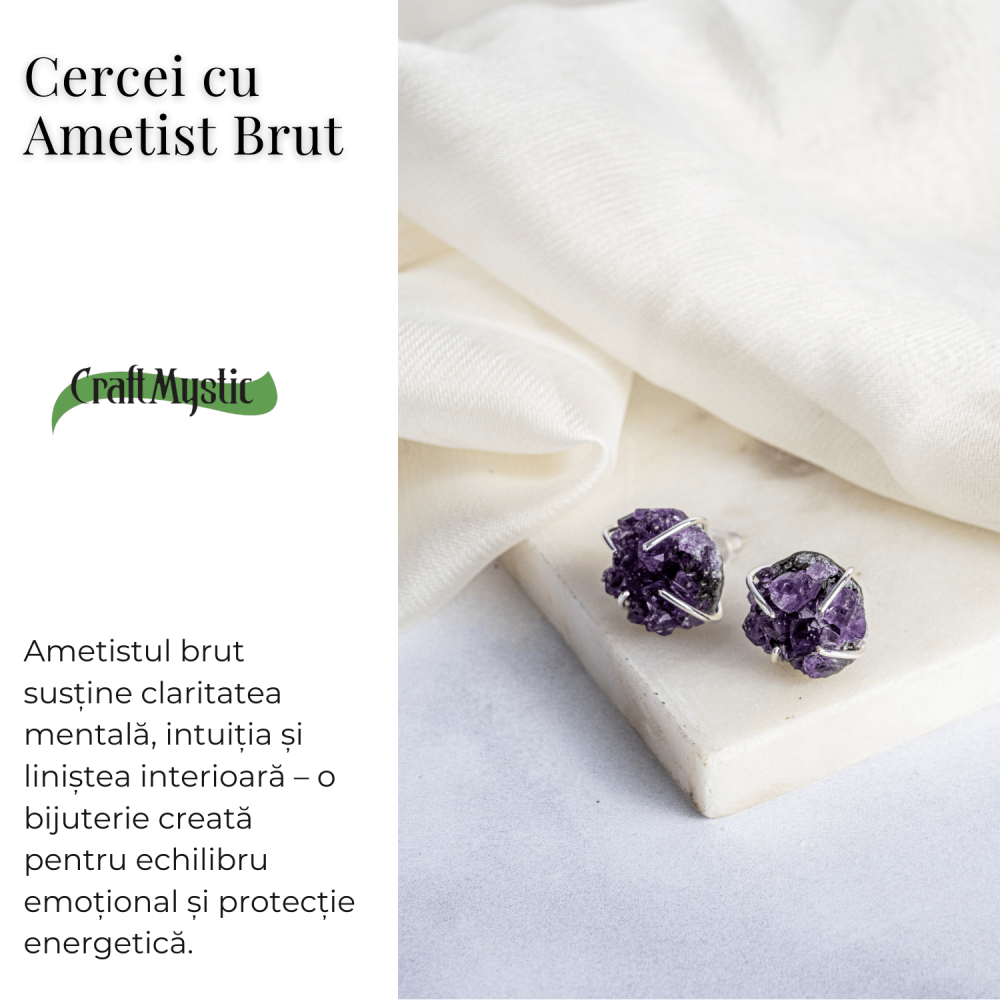 Cercei cu Cristal de Ametist Druzy – Inchidere pe Tija cu Opritor [4]
