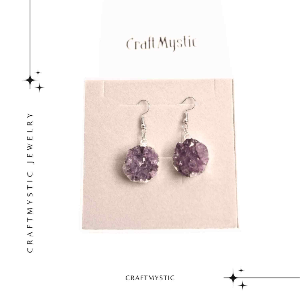 Cercei Argintii cu Ametist Natural Rotund - Claritate si Eleganta [6]