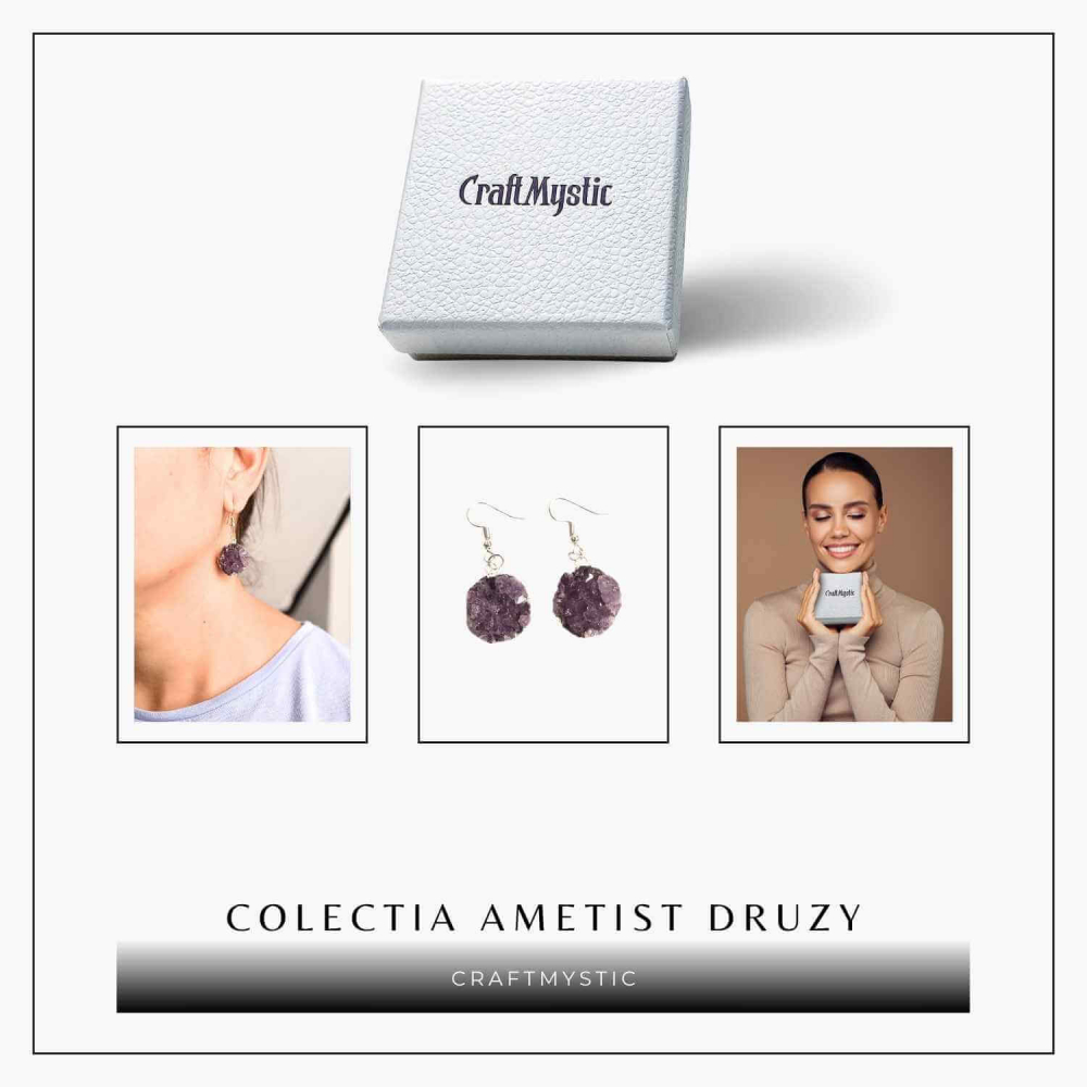 Cercei Argintii cu Ametist Natural Rotund - Claritate si Eleganta [7]