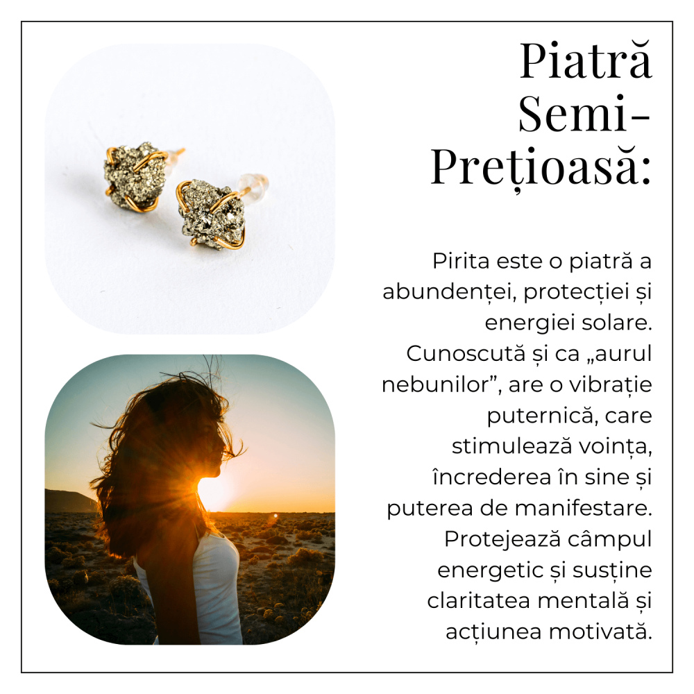 Cercei cu Pirita bruta – Abundenta, incredere si protectie energetica [6]