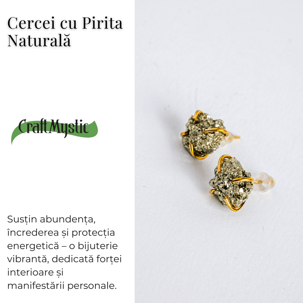 Cercei cu Pirita bruta – Abundenta, incredere si protectie energetica [4]
