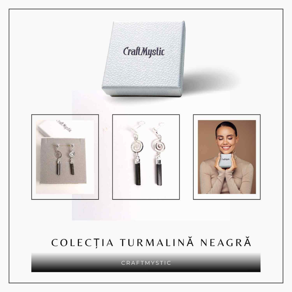 Cercei Argintii cu Turmalina, Cheia Sol si Stea, Protectie si Eleganta Unica [7]