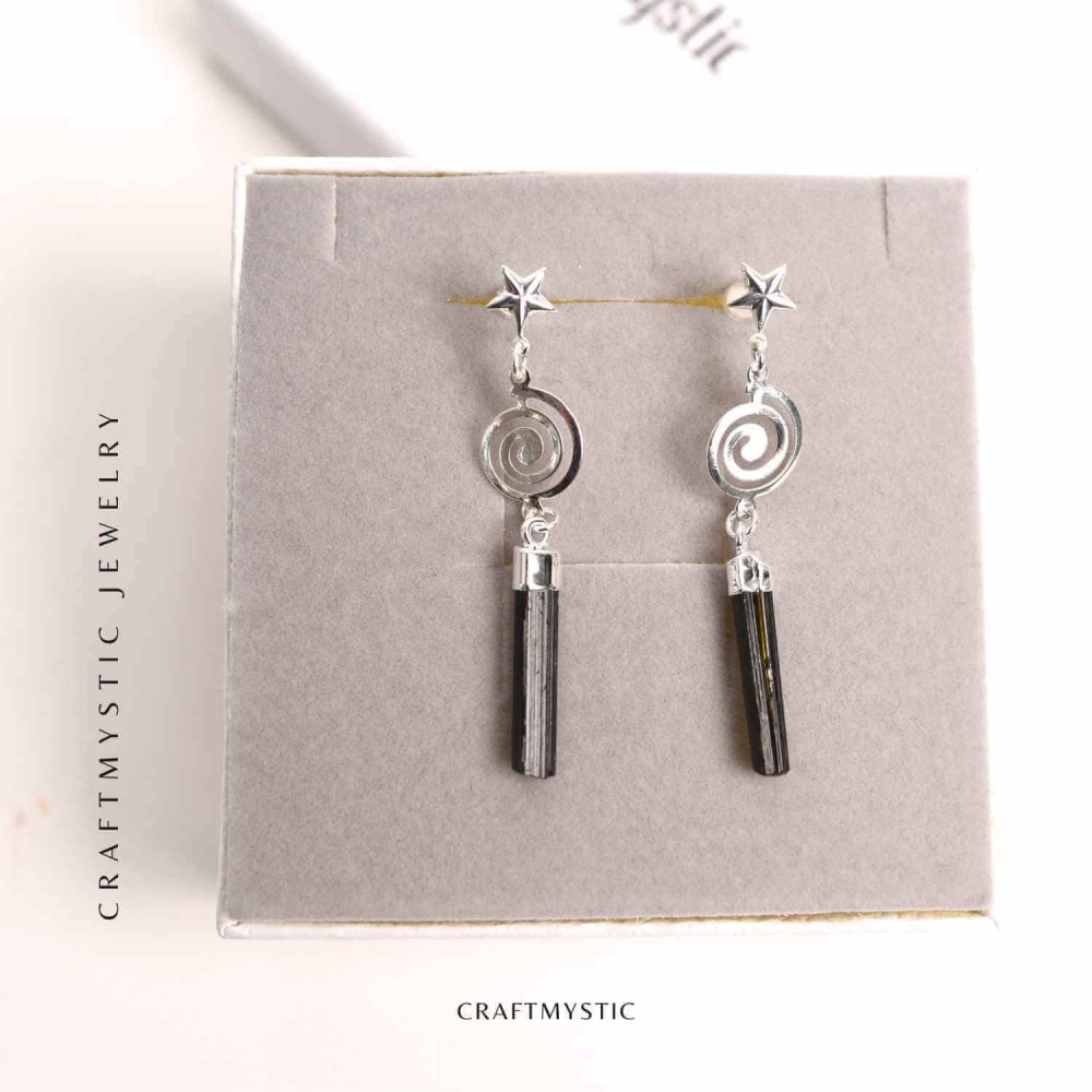 Cercei Argintii cu Turmalina, Cheia Sol si Stea, Protectie si Eleganta Unica [6]