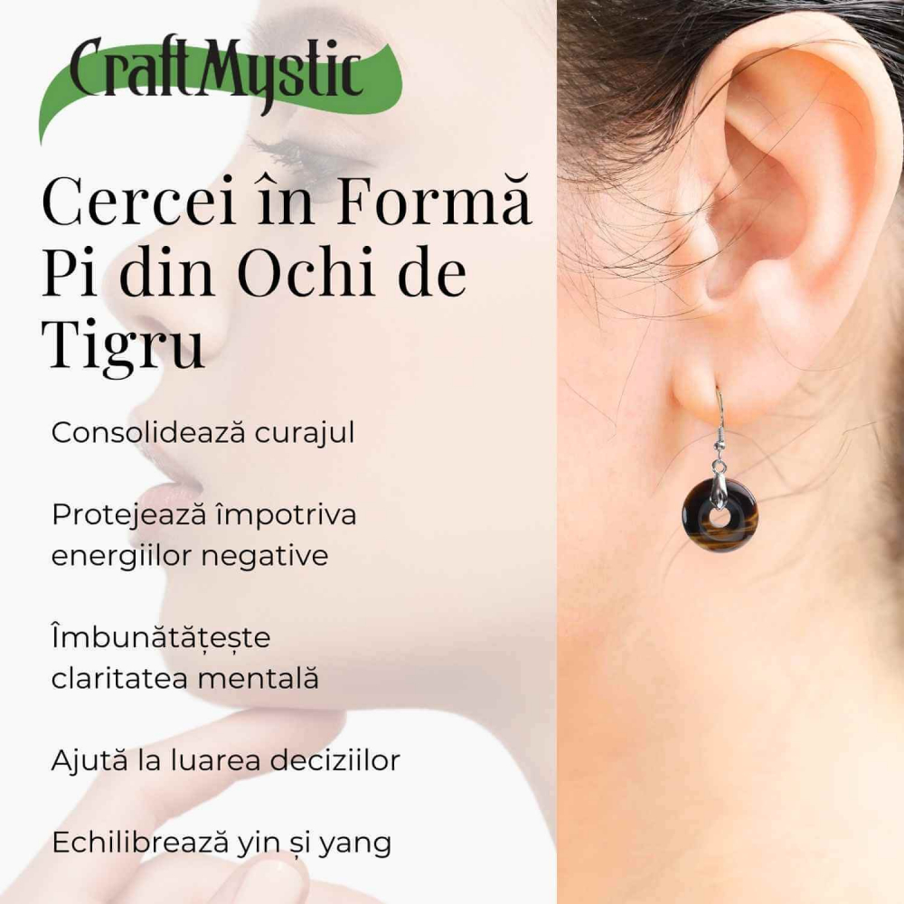 Cercei Argintii Ochi de Tigru Forma Pi - Protectie si Incredere [3]