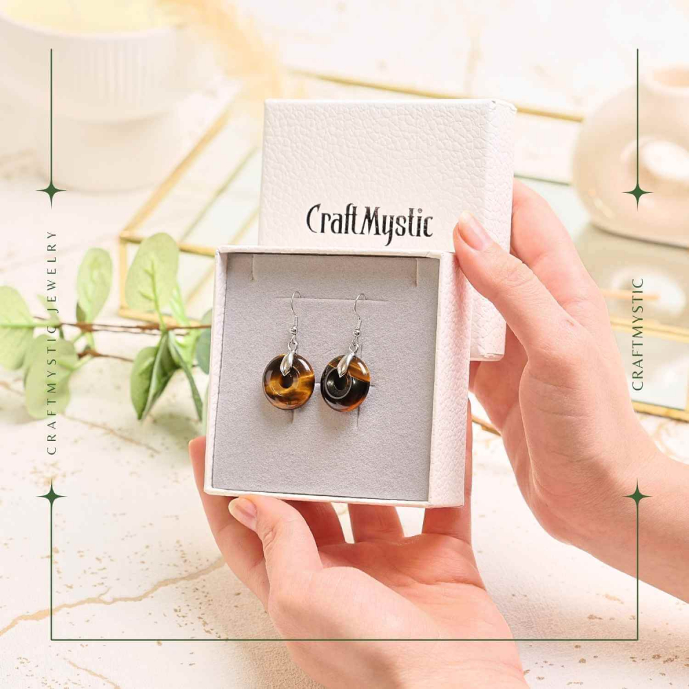 Cercei Argintii Ochi de Tigru Forma Pi - Protectie si Incredere [7]